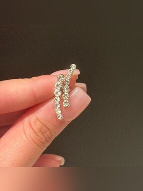 Crystal Linear Drop Earrings - Silver Tone
